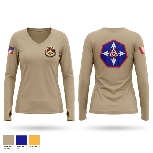 Womens Long Sleeve Vneck Shirt, 382nd CSSB, HHC, Army, Teamtime, Team time, sublimation, custom sports apparel, team uniforms, spirit wear, spiritwear, sports uniforms, custom shirts, team store, custom team store, fundraiser sports, apparel fundraiser