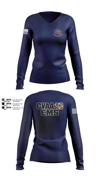 Womens Long Sleeve Vneck Shirt, Coudersport Ems, EMS/EMT, Teamtime, Team time, sublimation, custom sports apparel, team uniforms, spirit wear, spiritwear, sports uniforms, custom shirts, team store, custom team store, fundraiser sports, apparel fundraiser