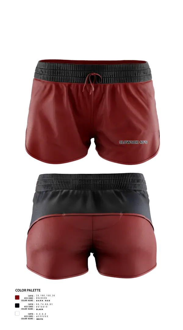 Womens Shorts, Slowsox 40’s, Softball, Teamtime, Team time, sublimation, custom sports apparel, team uniforms, spirit wear, spiritwear, sports uniforms, custom shirts, team store, custom team store, fundraiser sports, apparel fundraiser