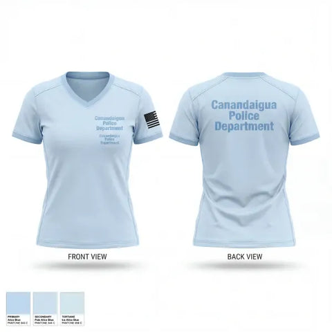 Womens Short Sleeve Vneck Shirt, Canandaigua Police Department, Police, Teamtime, Team time, sublimation, custom sports apparel, team uniforms, spirit wear, spiritwear, sports uniforms, custom shirts, team store, custom team store, fundraiser sports, apparel fundraiser
