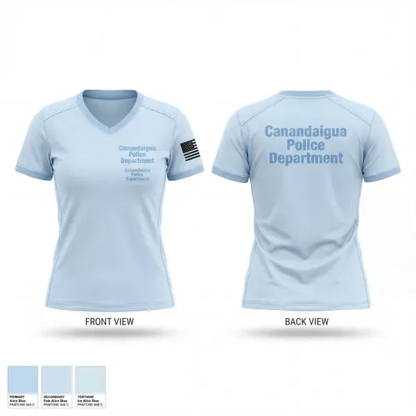 Womens Short Sleeve Vneck Shirt, Canandaigua Police Department, Police, Teamtime, Team time, sublimation, custom sports apparel, team uniforms, spirit wear, spiritwear, sports uniforms, custom shirts, team store, custom team store, fundraiser sports, apparel fundraiser