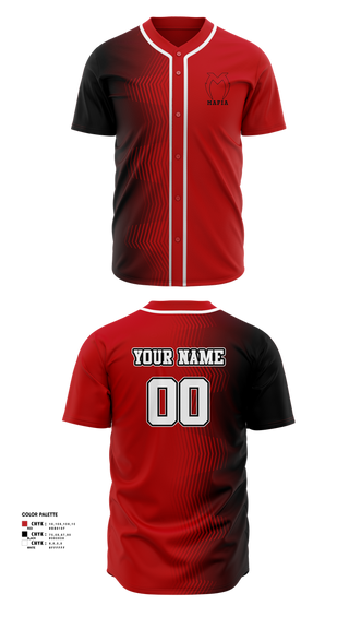 Full Button Baseball Jersey, Mafia, Baseball, Teamtime, Team time, sublimation, custom sports apparel, team uniforms, spirit wear, spiritwear, sports uniforms, custom shirts, team store, custom team store, fundraiser sports, apparel fundraiser