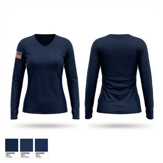 Womens Long Sleeve Vneck Shirt, Van Buren Police Department, Police, Teamtime, Team time, sublimation, custom sports apparel, team uniforms, spirit wear, spiritwear, sports uniforms, custom shirts, team store, custom team store, fundraiser sports, apparel fundraiser