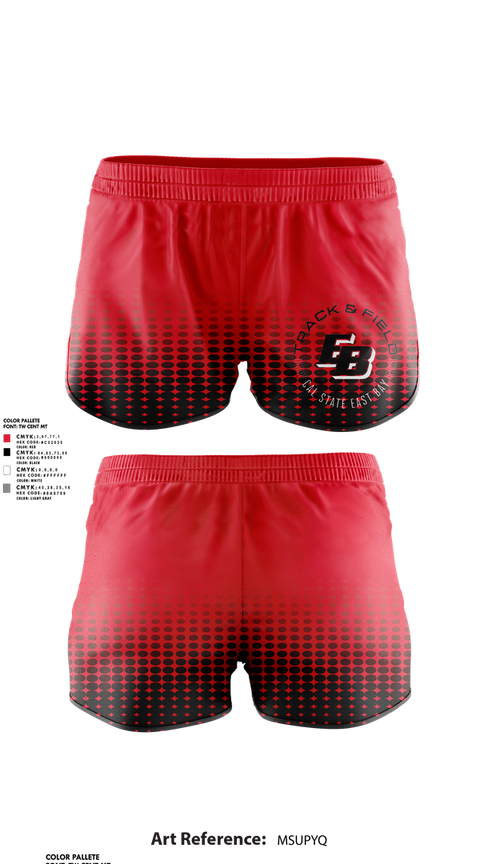Womens Shorts, CSU East Bay Track & Field, Track & Field, Teamtime, Team time, sublimation, custom sports apparel, team uniforms, spirit wear, spiritwear, sports uniforms, custom shirts, team store, custom team store, fundraiser sports, apparel fundraiser