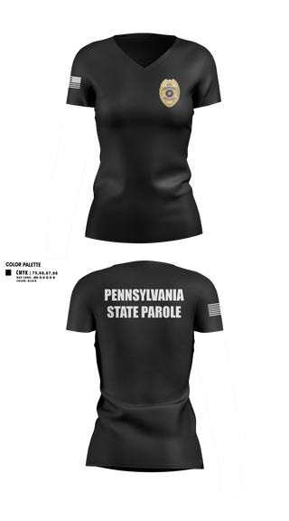 Womens Short Sleeve Vneck Shirt, Pennsylvania State Parole, Police, Teamtime, Team time, sublimation, custom sports apparel, team uniforms, spirit wear, spiritwear, sports uniforms, custom shirts, team store, custom team store, fundraiser sports, apparel fundraiser