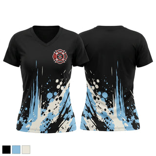 Womens Short Sleeve Vneck Shirt, Firefighter Department, Women's Soccer, Teamtime, Team time, sublimation, custom sports apparel, team uniforms, spirit wear, spiritwear, sports uniforms, custom shirts, team store, custom team store, fundraiser sports, apparel fundraiser