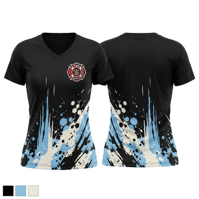 Firefighter Department Women's Short Sleeve V-neck Shirt - 1