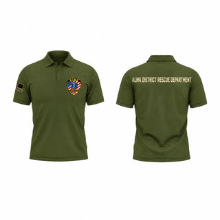 Short Sleeve Performance Polo, Alma District Rescure, EMS/EMT, Teamtime, Team time, sublimation, custom sports apparel, team uniforms, spirit wear, spiritwear, sports uniforms, custom shirts, team store, custom team store, fundraiser sports, apparel fundraiser