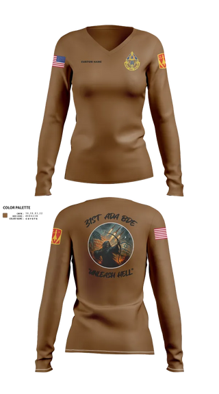 Womens Long Sleeve Vneck Shirt, HHB, 31st ADA BDE, , Teamtime, Team time, sublimation, custom sports apparel, team uniforms, spirit wear, spiritwear, sports uniforms, custom shirts, team store, custom team store, fundraiser sports, apparel fundraiser