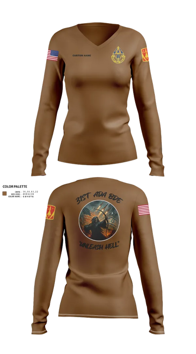 HHB, 31st ADA BDE 93964777 Women's Long Sleeve V-neck Shirt - 41