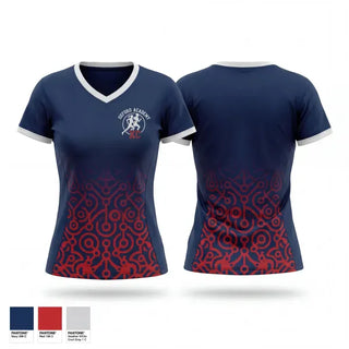 Womens Short Sleeve Vneck Shirt, Oxford Academy Patriots, Track & Field, Teamtime, Team time, sublimation, custom sports apparel, team uniforms, spirit wear, spiritwear, sports uniforms, custom shirts, team store, custom team store, fundraiser sports, apparel fundraiser