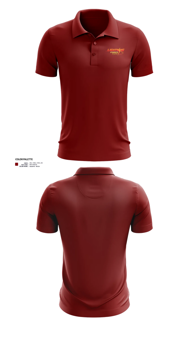 Short Sleeve Performance Polo, Lightning Force Athletics, Track & Field, Teamtime, Team time, sublimation, custom sports apparel, team uniforms, spirit wear, spiritwear, sports uniforms, custom shirts, team store, custom team store, fundraiser sports, apparel fundraiser