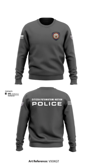 Crew Neck Sweatshirt, Citizen Pottawatomie nation Police Department, Police, Teamtime, Team time, sublimation, custom sports apparel, team uniforms, spirit wear, spiritwear, sports uniforms, custom shirts, team store, custom team store, fundraiser sports, apparel fundraiser