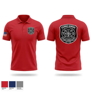 Short Sleeve Performance Polo, Cerro Gordo Fire Rescue, EMS/EMT, Teamtime, Team time, sublimation, custom sports apparel, team uniforms, spirit wear, spiritwear, sports uniforms, custom shirts, team store, custom team store, fundraiser sports, apparel fundraiser