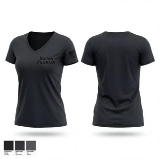 Womens Short Sleeve Vneck Shirt, Sudan Fire/EMS, Fire Department, Teamtime, Team time, sublimation, custom sports apparel, team uniforms, spirit wear, spiritwear, sports uniforms, custom shirts, team store, custom team store, fundraiser sports, apparel fundraiser