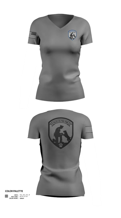 Police Helping Paws 66972550 Women's Short Sleeve V-neck Shirt - 41