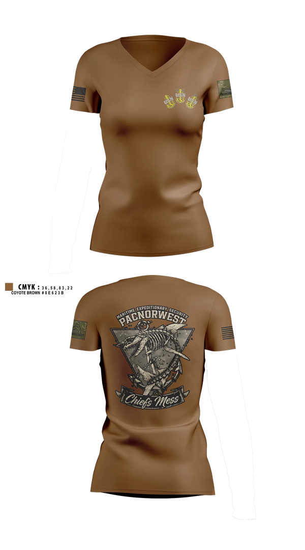 Womens Short Sleeve Vneck Shirt, MES PACNORWEST HVU  Chiefs Mess, Navy, Teamtime, Team time, sublimation, custom sports apparel, team uniforms, spirit wear, spiritwear, sports uniforms, custom shirts, team store, custom team store, fundraiser sports, apparel fundraiser