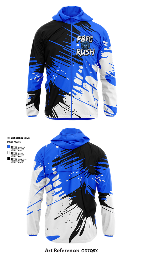 Windbreaker, PBFC Rush, Spirit Store, Teamtime, Team time, sublimation, custom sports apparel, team uniforms, spirit wear, spiritwear, sports uniforms, custom shirts, team store, custom team store, fundraiser sports, apparel fundraiser