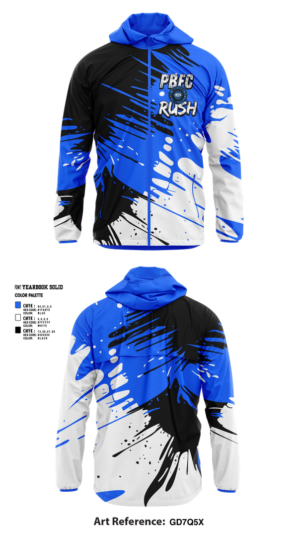 Windbreaker, PBFC Rush, Spirit Store, Teamtime, Team time, sublimation, custom sports apparel, team uniforms, spirit wear, spiritwear, sports uniforms, custom shirts, team store, custom team store, fundraiser sports, apparel fundraiser