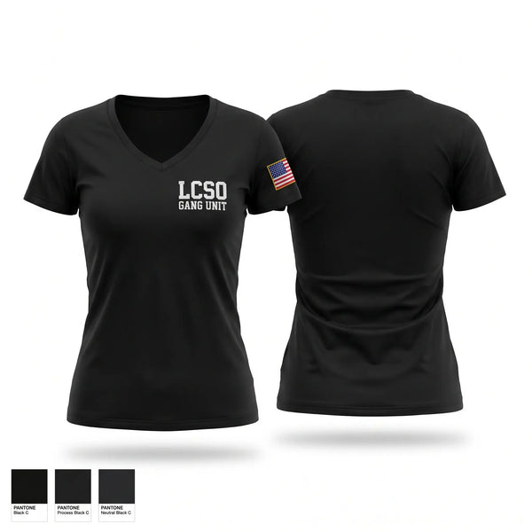 LCSO GANG UNIT Women's Short Sleeve V-neck Shirt - 1