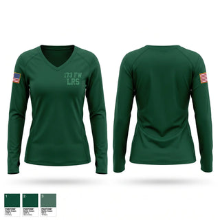 Womens Long Sleeve Vneck Shirt, 173 FW LRS, Air Force, Teamtime, Team time, sublimation, custom sports apparel, team uniforms, spirit wear, spiritwear, sports uniforms, custom shirts, team store, custom team store, fundraiser sports, apparel fundraiser