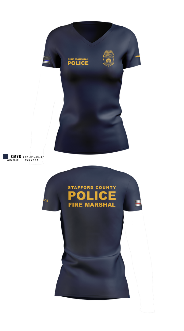 Womens Short Sleeve Vneck Shirt, Stafford County Fire Marshal's Office, Police, Teamtime, Team time, sublimation, custom sports apparel, team uniforms, spirit wear, spiritwear, sports uniforms, custom shirts, team store, custom team store, fundraiser sports, apparel fundraiser