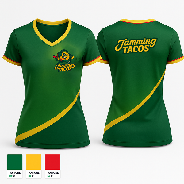 Womens Short Sleeve Vneck Shirt, Jamming Tacos, Baseball, Teamtime, Team time, sublimation, custom sports apparel, team uniforms, spirit wear, spiritwear, sports uniforms, custom shirts, team store, custom team store, fundraiser sports, apparel fundraiser