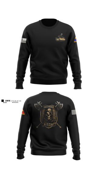 Crew Neck Sweatshirt, E Trp, 6-1 CAV, Army, Teamtime, Team time, sublimation, custom sports apparel, team uniforms, spirit wear, spiritwear, sports uniforms, custom shirts, team store, custom team store, fundraiser sports, apparel fundraiser