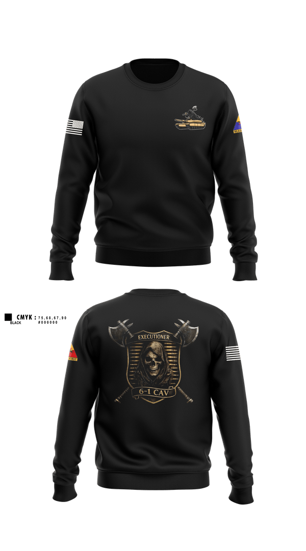 Crew Neck Sweatshirt, E Trp, 6-1 CAV, Army, Teamtime, Team time, sublimation, custom sports apparel, team uniforms, spirit wear, spiritwear, sports uniforms, custom shirts, team store, custom team store, fundraiser sports, apparel fundraiser