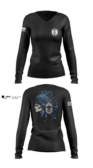 Womens Long Sleeve Vneck Shirt, Fairchild AFB Chiefs, Air Force, Teamtime, Team time, sublimation, custom sports apparel, team uniforms, spirit wear, spiritwear, sports uniforms, custom shirts, team store, custom team store, fundraiser sports, apparel fundraiser