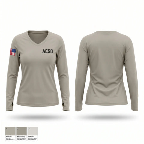 Womens Long Sleeve Vneck Shirt, ACSO, Police, Teamtime, Team time, sublimation, custom sports apparel, team uniforms, spirit wear, spiritwear, sports uniforms, custom shirts, team store, custom team store, fundraiser sports, apparel fundraiser