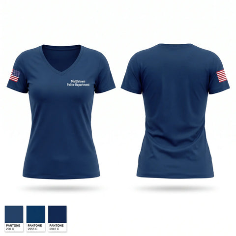Womens Short Sleeve Vneck Shirt, Middletown Police Department, Police, Teamtime, Team time, sublimation, custom sports apparel, team uniforms, spirit wear, spiritwear, sports uniforms, custom shirts, team store, custom team store, fundraiser sports, apparel fundraiser