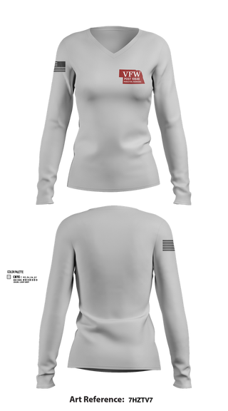 Womens Long Sleeve Vneck Shirt, VFW Post 10648, , Teamtime, Team time, sublimation, custom sports apparel, team uniforms, spirit wear, spiritwear, sports uniforms, custom shirts, team store, custom team store, fundraiser sports, apparel fundraiser