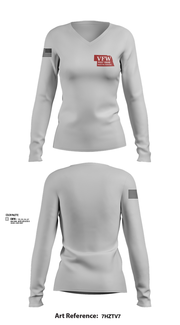 Womens Long Sleeve Vneck Shirt, VFW Post 10648, , Teamtime, Team time, sublimation, custom sports apparel, team uniforms, spirit wear, spiritwear, sports uniforms, custom shirts, team store, custom team store, fundraiser sports, apparel fundraiser