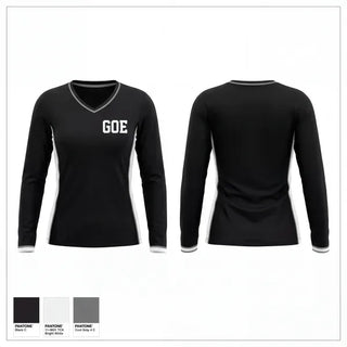 Womens Long Sleeve Vneck Shirt, GOE, Men's Basketball, Teamtime, Team time, sublimation, custom sports apparel, team uniforms, spirit wear, spiritwear, sports uniforms, custom shirts, team store, custom team store, fundraiser sports, apparel fundraiser
