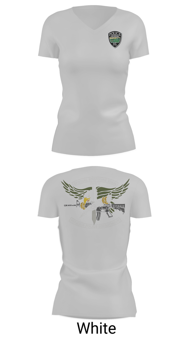 Womens Short Sleeve Vneck Shirt, Pickens Police Department Special Response Team, Police, Teamtime, Team time, sublimation, custom sports apparel, team uniforms, spirit wear, spiritwear, sports uniforms, custom shirts, team store, custom team store, fundraiser sports, apparel fundraiser
