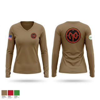 Womens Long Sleeve Vneck Shirt, A Co, 1-69th IN, National Guard, Teamtime, Team time, sublimation, custom sports apparel, team uniforms, spirit wear, spiritwear, sports uniforms, custom shirts, team store, custom team store, fundraiser sports, apparel fundraiser