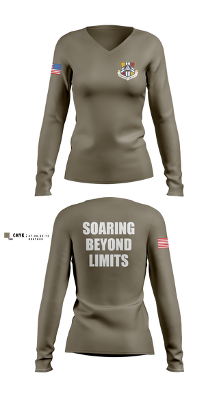 Womens Long Sleeve Vneck Shirt, MDWG Group 1, Air Force, Teamtime, Team time, sublimation, custom sports apparel, team uniforms, spirit wear, spiritwear, sports uniforms, custom shirts, team store, custom team store, fundraiser sports, apparel fundraiser