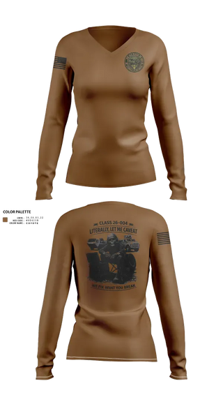 Womens Long Sleeve Vneck Shirt, ALC CLASS 26-004, Army, Teamtime, Team time, sublimation, custom sports apparel, team uniforms, spirit wear, spiritwear, sports uniforms, custom shirts, team store, custom team store, fundraiser sports, apparel fundraiser