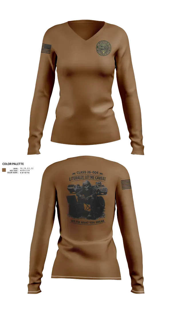 Womens Long Sleeve Vneck Shirt, ALC CLASS 26-004, Army, Teamtime, Team time, sublimation, custom sports apparel, team uniforms, spirit wear, spiritwear, sports uniforms, custom shirts, team store, custom team store, fundraiser sports, apparel fundraiser