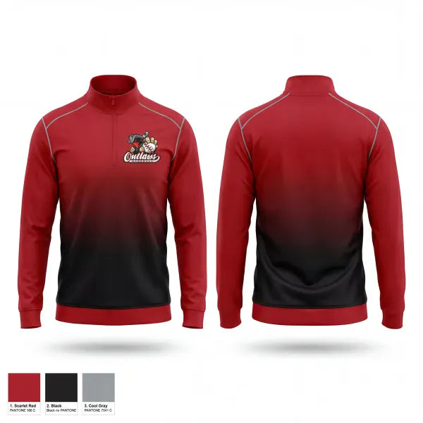 Quarter Zip Jacket, Houston Outlaws, Baseball, Teamtime, Team time, sublimation, custom sports apparel, team uniforms, spirit wear, spiritwear, sports uniforms, custom shirts, team store, custom team store, fundraiser sports, apparel fundraiser