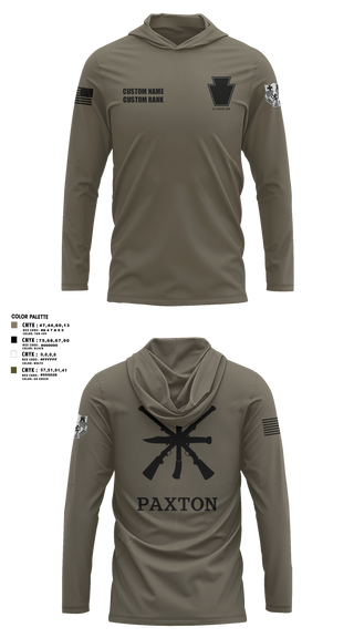 Long Sleeve Performance Shirt with hood, 2/112, Army, Teamtime, Team time, sublimation, custom sports apparel, team uniforms, spirit wear, spiritwear, sports uniforms, custom shirts, team store, custom team store, fundraiser sports, apparel fundraiser