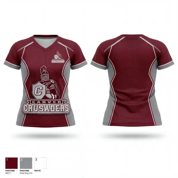 Womens Short Sleeve Vneck Shirt, Carver Crusaders Field Hockey, Field Hockey, Teamtime, Team time, sublimation, custom sports apparel, team uniforms, spirit wear, spiritwear, sports uniforms, custom shirts, team store, custom team store, fundraiser sports, apparel fundraiser