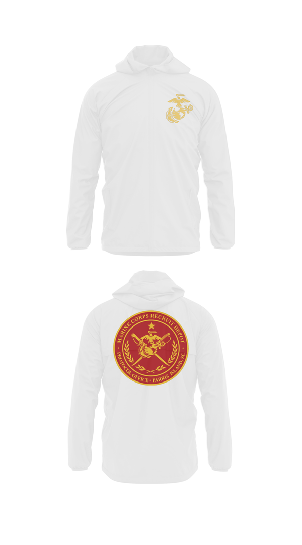 Windbreaker, MCRD Parris Island Protocol Office, Marines, Teamtime, Team time, sublimation, custom sports apparel, team uniforms, spirit wear, spiritwear, sports uniforms, custom shirts, team store, custom team store, fundraiser sports, apparel fundraiser