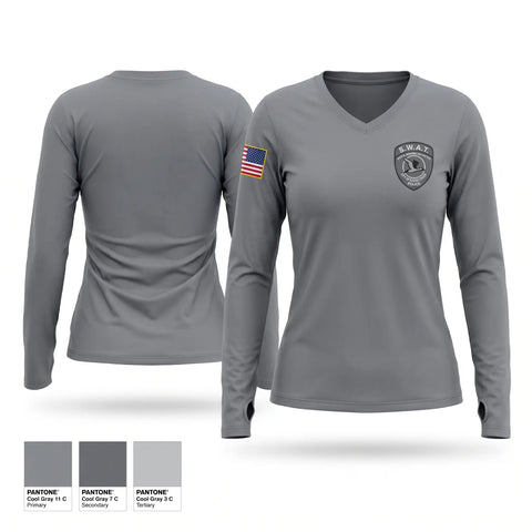 Womens Long Sleeve Vneck Shirt, S.W.A.T., Police, Teamtime, Team time, sublimation, custom sports apparel, team uniforms, spirit wear, spiritwear, sports uniforms, custom shirts, team store, custom team store, fundraiser sports, apparel fundraiser