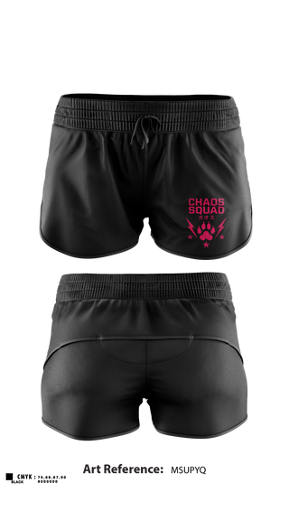 Womens Shorts, Choas unit, E-Sports, Teamtime, Team time, sublimation, custom sports apparel, team uniforms, spirit wear, spiritwear, sports uniforms, custom shirts, team store, custom team store, fundraiser sports, apparel fundraiser