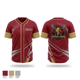 Full Button Baseball Jersey, Mid TN Spartans, Baseball, Teamtime, Team time, sublimation, custom sports apparel, team uniforms, spirit wear, spiritwear, sports uniforms, custom shirts, team store, custom team store, fundraiser sports, apparel fundraiser