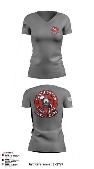 Womens Short Sleeve Vneck Shirt, Charleston Fire Dept Dive Team, Fire Department, Teamtime, Team time, sublimation, custom sports apparel, team uniforms, spirit wear, spiritwear, sports uniforms, custom shirts, team store, custom team store, fundraiser sports, apparel fundraiser