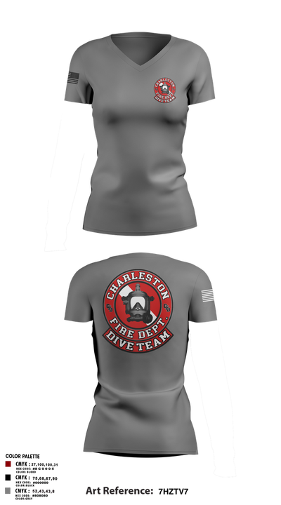 Charleston Fire Dept Dive Team 94862858 Women's Short Sleeve V-neck Shirt - 3
