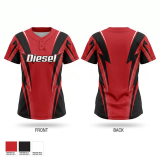 Two Button Softball Jersey, Diesel, Softball, Teamtime, Team time, sublimation, custom sports apparel, team uniforms, spirit wear, spiritwear, sports uniforms, custom shirts, team store, custom team store, fundraiser sports, apparel fundraiser